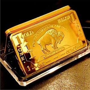 Gold Bar American Buffalo 1 Troy oz. 100 mills .999 Fine Gold Clad w/case